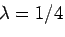 $\lambda=1/4$